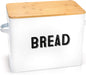 Granrosi Large White Bread Box for Kitchen Countertop, Bread Storage Container, Breadbox, Bread Container, Bread Boxes, Bread Keeper, Bread Holder - Farmhouse Bread Box with Bamboo Wooden Lid - White