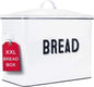 Granrosi Large White Bread Box for Kitchen Countertop, Bread Storage Container, Breadbox, Bread Container, Bread Boxes, Bread Keeper, Bread Holder - Farmhouse Bread Box with Bamboo Wooden Lid - White